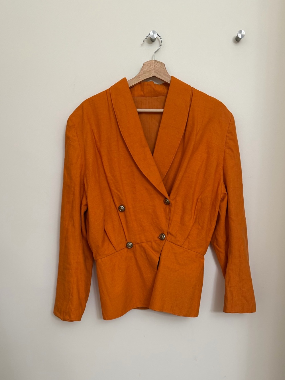 Women's Orange Double-Breasted Blazer Jacket
